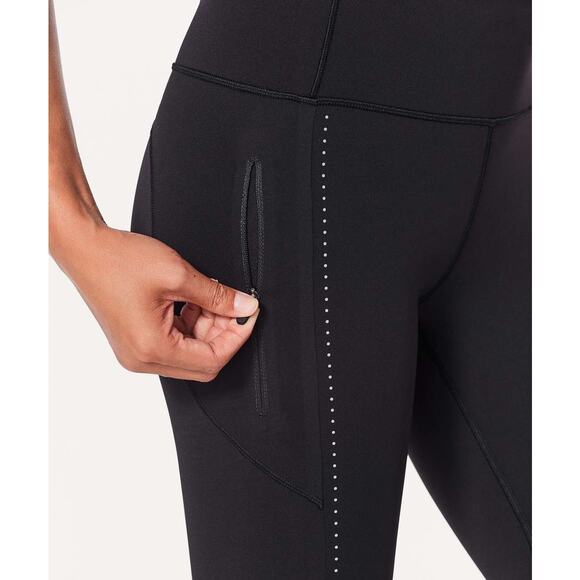 Lululemon Extra Mile Crop Leggings Reflective Run Workout Pants, 23" Black, 10 - Picture 4 of 12